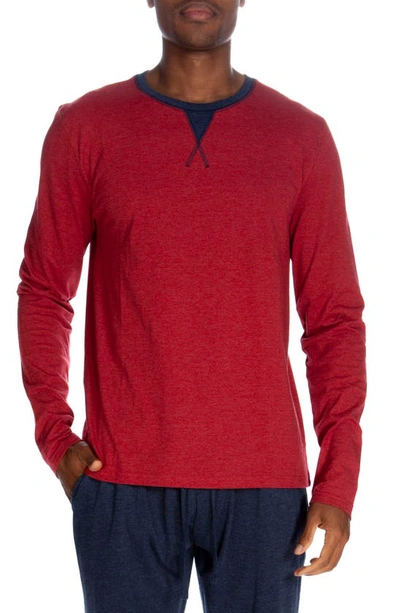 Shop Unsimply Stitched Long Sleeve T-shirt & Lounge Pant Set In Red Heather/ Blue Heather