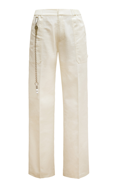 Shop Tae Park Exclusive Painter Cotton-canvas Straight-leg Pants In White
