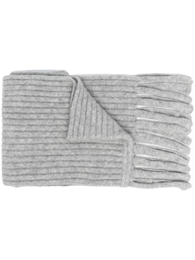 Shop Christian Wijnants Krilla Ribbed-knit Scarf In Grey