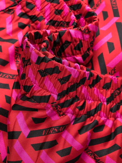 Versace Greek Signature Silk Pajama Pants In Red