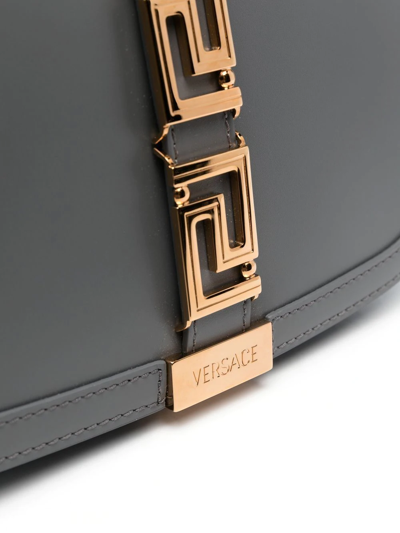 Shop Versace Greca Goddess Shoulder Bag In Grey