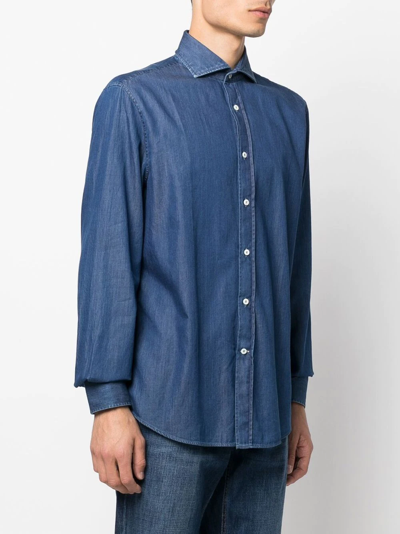 Brunello Cucinelli Collared Shirt Buttons Sleeves In Blue