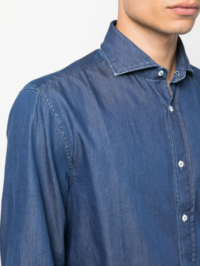 Brunello Cucinelli Collared Shirt Buttons Sleeves In Blue