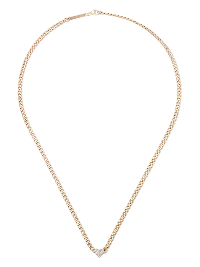 Shop Zoë Chicco 14kt Yellow Gold Diamond Pave Heart Chain Necklace