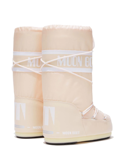 Shop Moon Boot Logo-print Lace-up Boots In Neutrals