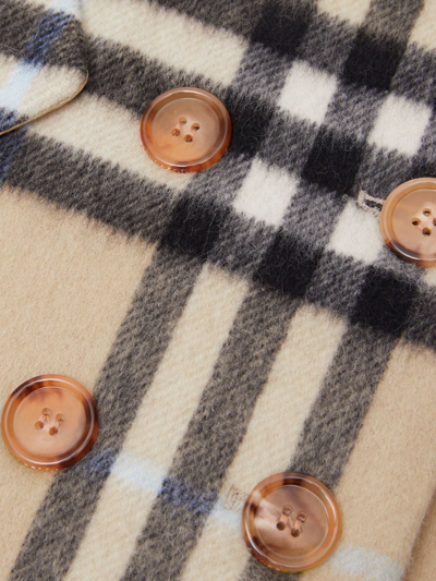 Shop Burberry Check Pattern Tailored Coat In Neutrals