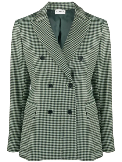 Shop P.a.r.o.s.h Checked Double-breasted Blazer In Green