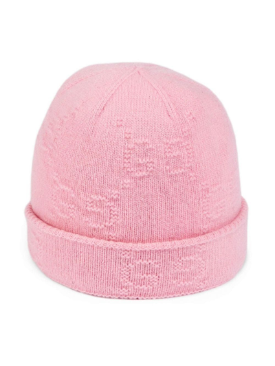 Shop Gucci Logo Knit Beanie In Pink