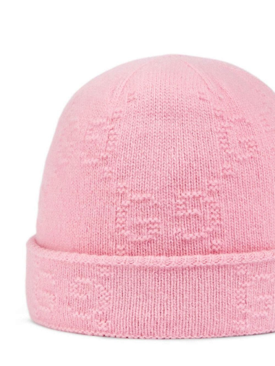 Shop Gucci Logo Knit Beanie In Pink