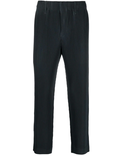 Shop Issey Miyake Pleated Straight-leg Trousers In Grey