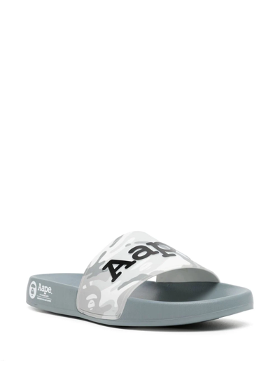 AAPE BY A BATHING APE CAMOUFLAGE-PRINT LOGO SLIDERS 