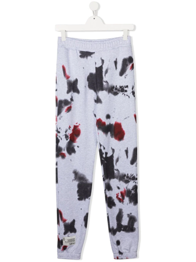 Msgm Teen Paint-splatter Detail Track Pants In Grey