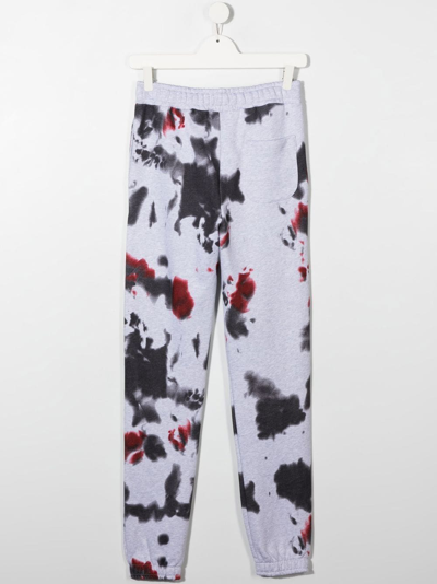 Shop Msgm Teen Paint-splatter Detail Track Pants In Grey