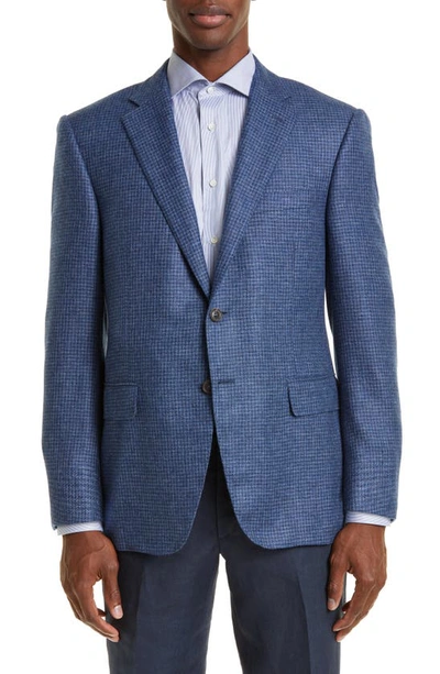 Shop Canali Siena Textured Neat Cashmere Sport Coat In Blue