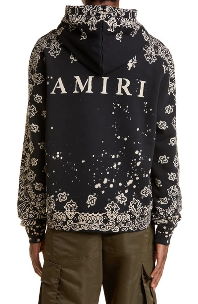 Amiri Oversize Bandana Print Bleach Splatter Hoodie In Black | ModeSens