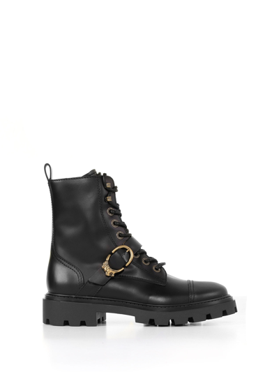 Shop Tod's Smooth Leather Combat Boots In Nero
