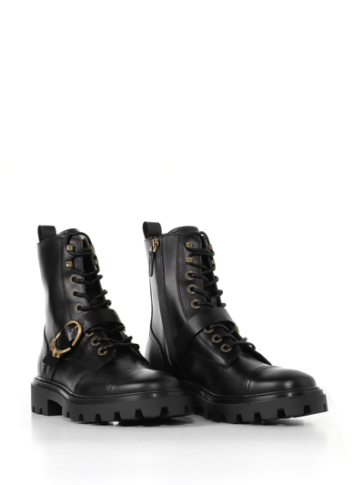 Shop Tod's Smooth Leather Combat Boots In Nero