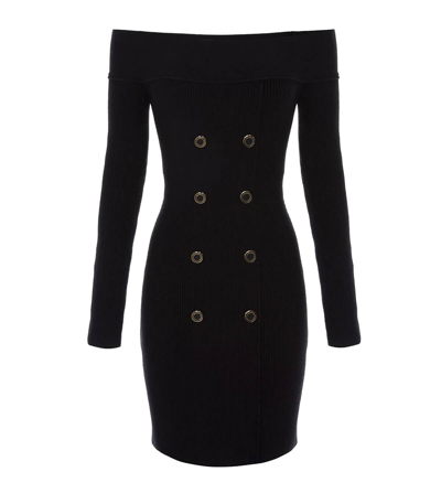 Elisabetta Franchi Robe Manteau With Bandeau Neckline In Black