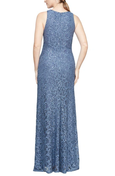 Shop Alex Evenings Ruffle Sequin Lace Gown In Wedgewood