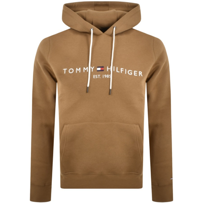 Shop Tommy Hilfiger Logo Hoodie Brown