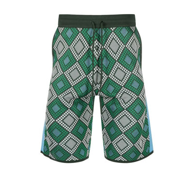 Shop Ahluwalia Green Dhoom Jacquard Knit Shorts
