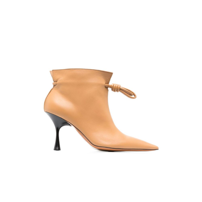 Shop Loewe Neutral Flamenco 90 Leather Ankle Boots In Neutrals
