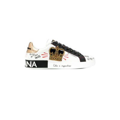 Shop Dolce & Gabbana White Portofino Leather Sneakers