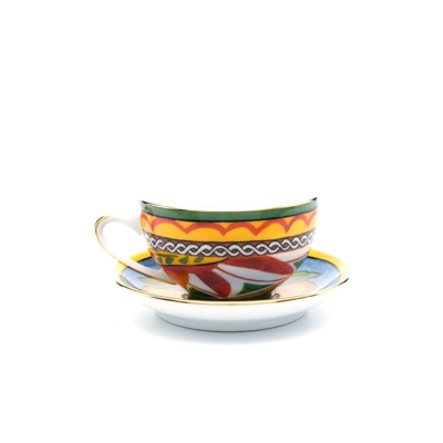 Shop Dolce & Gabbana Yellow Carretto Porcelain Tea Set