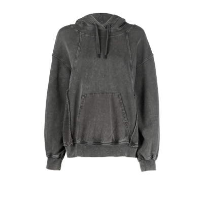 Shop See By Chloé Grey Acid Wash Cotton Hoodie - Women's - Polyester/cotton In 070 Ash Black