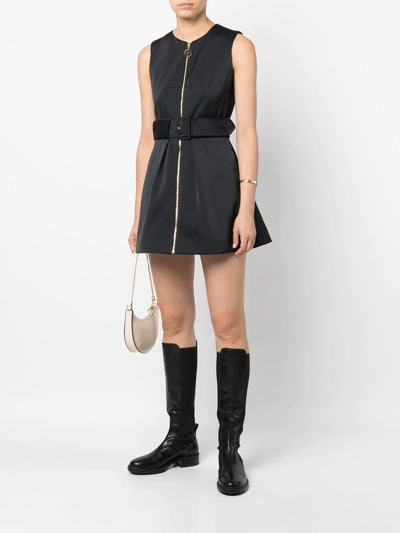 Shop Patou Sleeveless Zip-up Mini Dress In Black