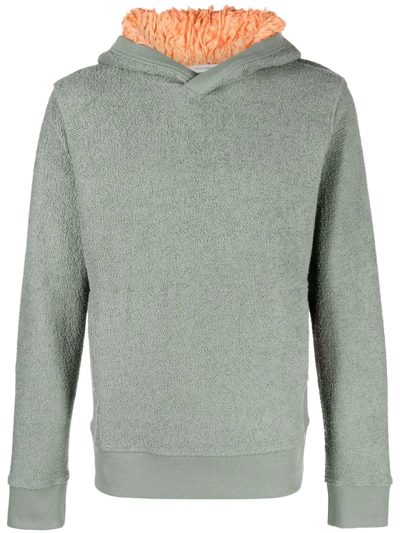 Craig Green Internal Frill Cotton Ruched Hoodie In Green