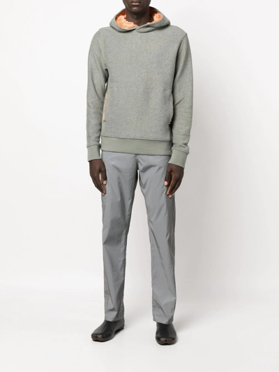 Craig Green Internal Frill Cotton Ruched Hoodie In Green
