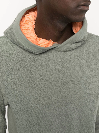 Craig Green Internal Frill Cotton Ruched Hoodie In Green