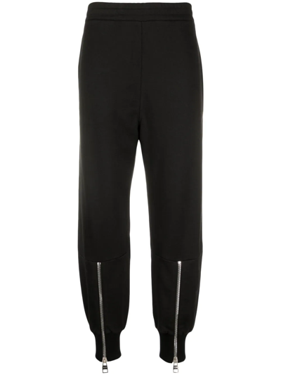 Shop Alexander Mcqueen Zip-detail Tapered Track Pants In Black