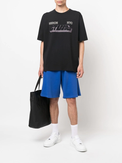 Heron Preston Heron-print Cotton T-shirt In Black