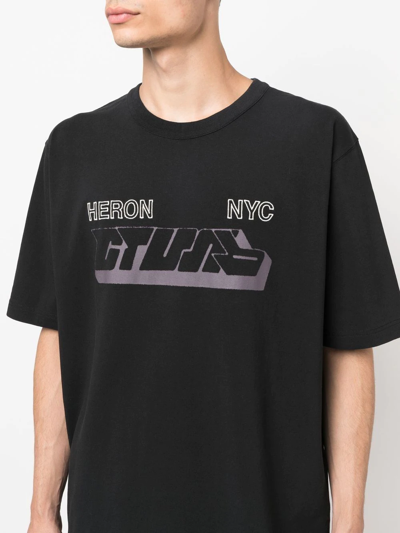 Heron Preston Heron-print Cotton T-shirt In Black