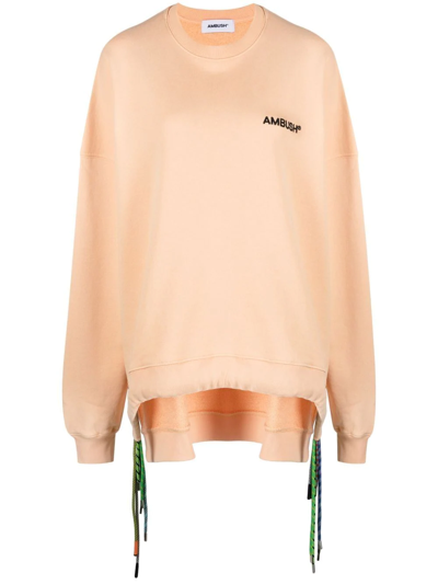 Shop Ambush Multi Cord Crew Neck Sweatshirt In Peach Quartz Black