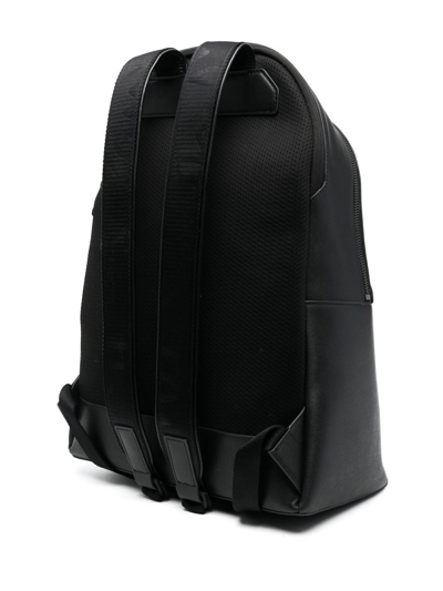 Shop Paul Smith Logo-strap Leather Backpack In Black