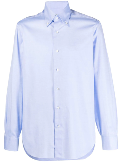 Barba Napoli Spread-collar Cotton Shirt In Blue