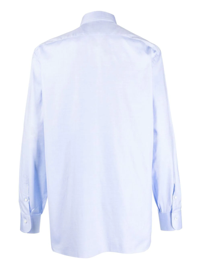 Barba Napoli Spread-collar Cotton Shirt In Blue