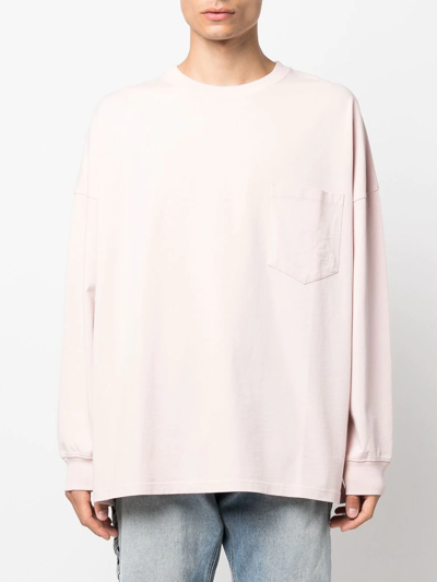 Shop Martine Rose Logo-print Long-sleeve T-shirt In Pink