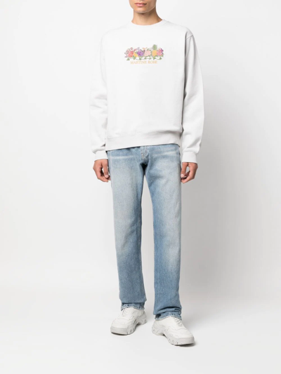 Shop Martine Rose Fruit-logo Crew-neck Sweatshirt In Grey