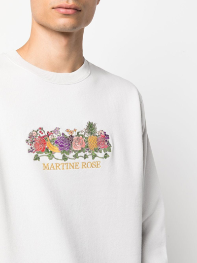 Shop Martine Rose Fruit-logo Crew-neck Sweatshirt In Grey