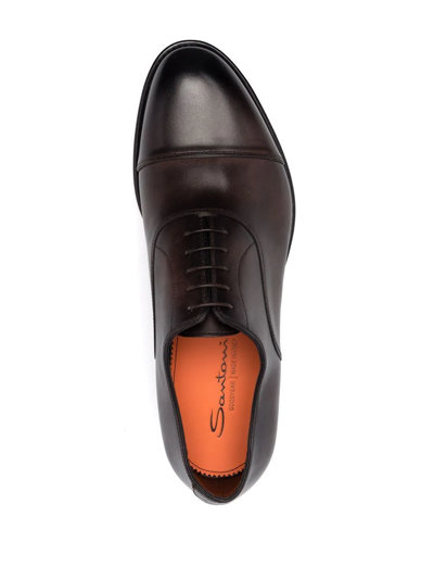 Shop Santoni Almond-toe Oxford Shoes In Brown