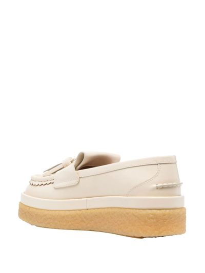 Shop Chloé Jamie Tassel-embellished Platform Loafers In Neutrals