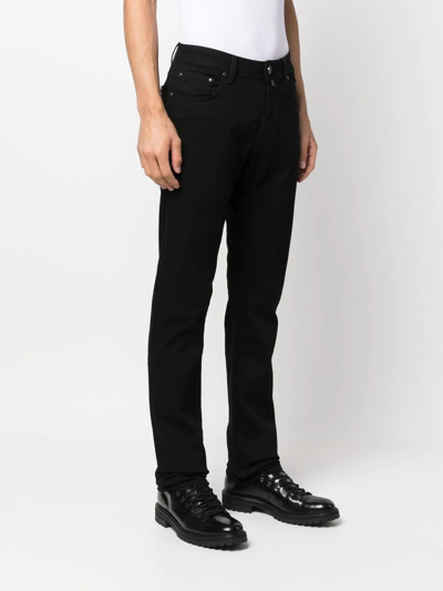 Shop Jacob Cohen Logo-patch Slim-cut Jeans In Black