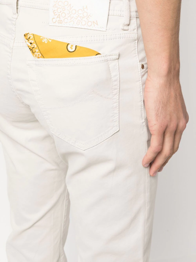 Shop Jacob Cohen Logo-patch Slim-cut Jeans In Neutrals