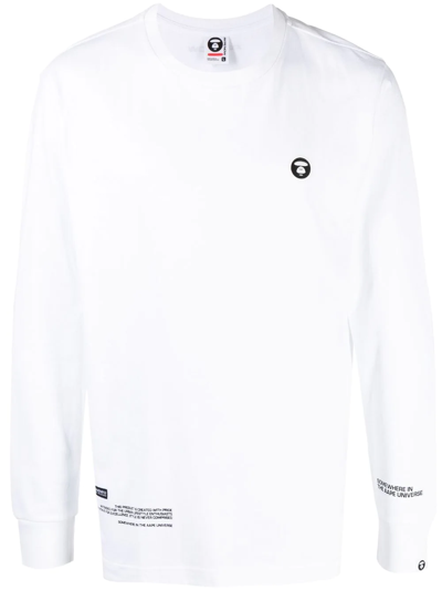 Aape By A Bathing Ape Logo-print Long-sleeve Shirt In White | ModeSens