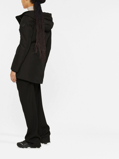 Woolrich Thigh-length Black Coat With Classic Hood And Logo Patch In Black