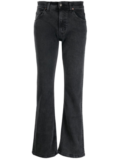 Shop Haikure Five-pocket Flared Denim-jeans In Black